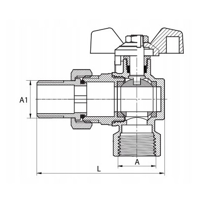 ZAWÓR KULOWY C.O. 1 DN25 "HISZPAN" ZE ŚRUBUNKIEM