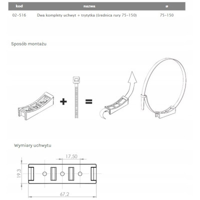 Airroxy Uchwyt do rur z opaską Ø75-150 2 szt. 02-516