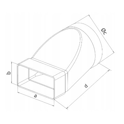 Airroxy Łącznik Wentylacyjny Przekrój Zmienny 220x55 fi 125 Okrągły Płaski