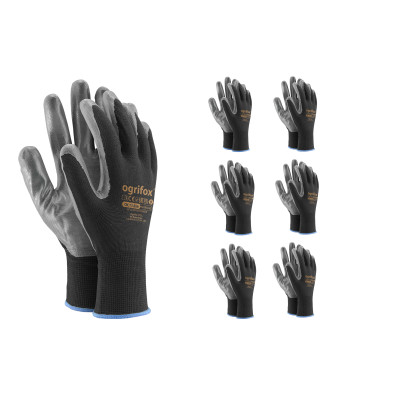 Rękawice ochronne czarno-szare OX-NITRICAR r.10 6 szt.