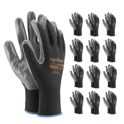 Rękawice ochronne czarno-szare OX-NITRICAR r.7 - 12 kpl